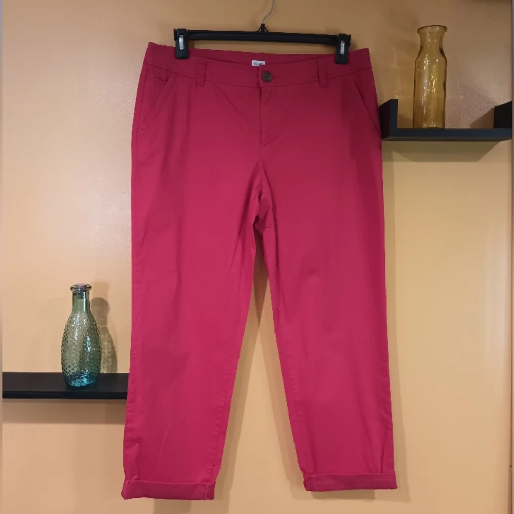 Liz Claiborne Red Chino Cropped Pants Size 12 - Picture 1 of 11